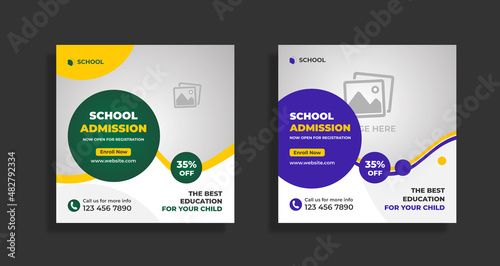 School admission social media post and web banner template