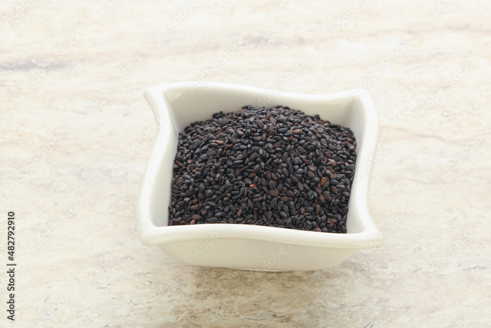 Black sesame seeds in the bowl Black sesame seeds in the bowl