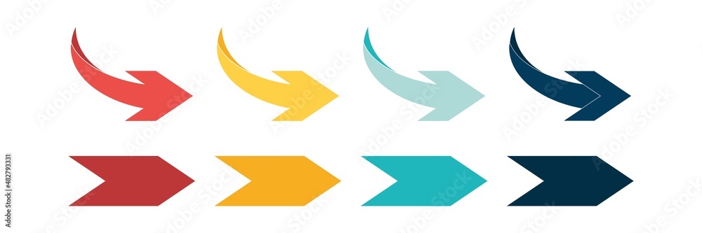 Arrow icon set. Colored arrow symbols. Arrow of different types. Arrow isolated vector graphic elements. Arrow icon set. Colored arrow symbols. Arrow of different types. Arrow isolated vector graphic elements.