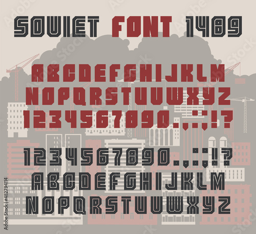 Soviet Font 1984 Typeface, Retro Soviet Propaganda Posters Typeset