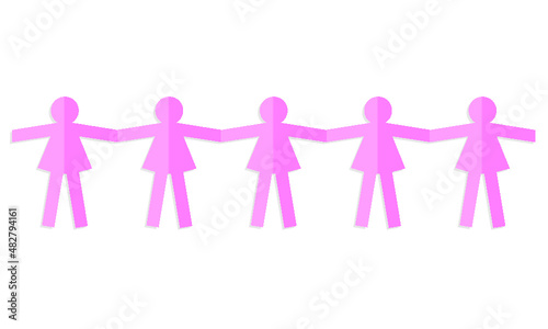 Wallpaper Mural Pink paper woman isolated on a white background Torontodigital.ca