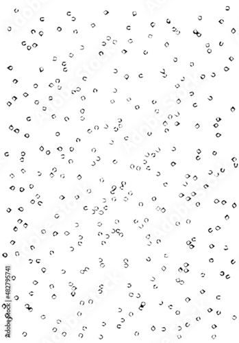 Even vector texture with small scattered angular abstract shapes like shackle. Black on white