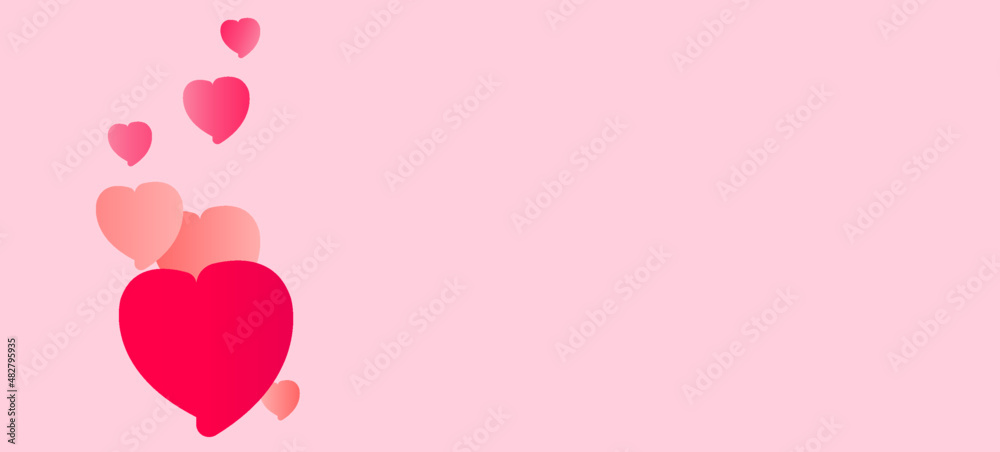 Valentine's day, Mother's day and Women's day. Pink background with vector hearts and copy space.
