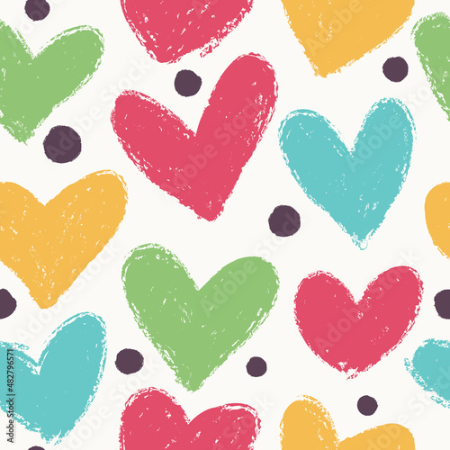 Seamless vector pattern with hearts. Great for baby clothes, fabrics, prints, wallpapers and other surfaces.