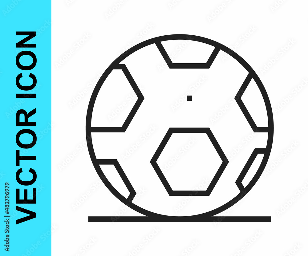 Black line Soccer football ball icon isolated on white background. Sport equipment. Vector Black line Soccer football ball icon isolated on white background. Sport equipment. Vector