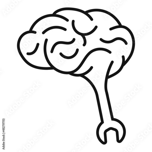Human brain with wrench psychology, concept work psychologist, psychotherapist