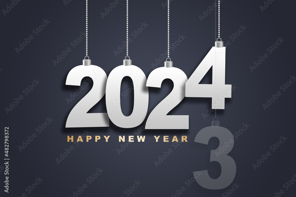 2024 Happy New Year in golden design, Holiday greeting card design 2024 Happy New Year in golden design, Holiday greeting card design