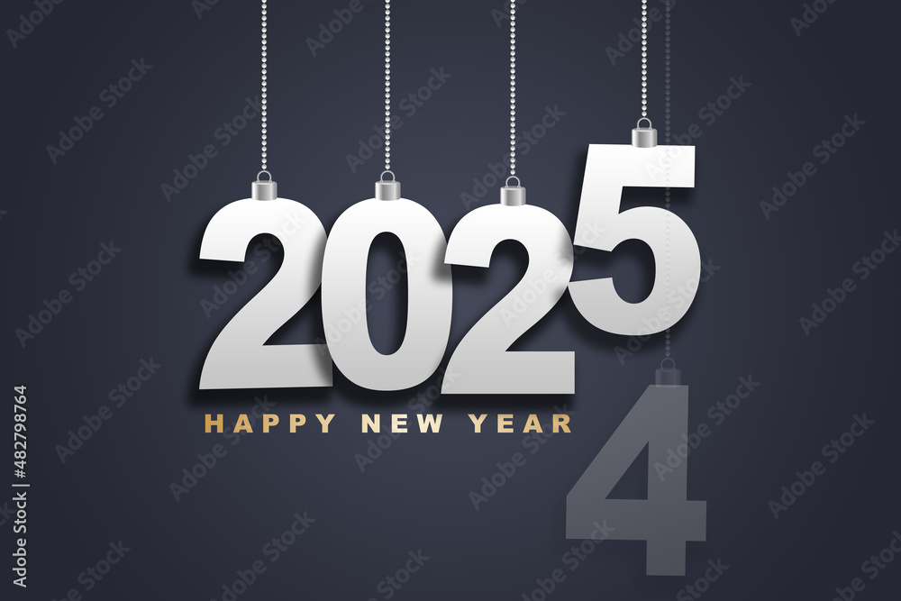 2025 Happy New Year in golden design, Holiday greeting card design 2025 Happy New Year in golden design, Holiday greeting card design