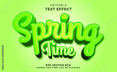 3D spring text effect template with green color