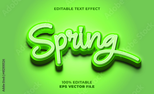 3D spring text effect template with green color