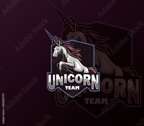 unicorn logo mascot vector. unicorn charter logo for e-Sports team