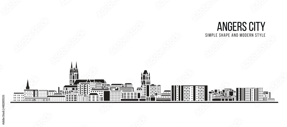 Obraz premium Cityscape Building Abstract Simple shape and modern style art Vector design - Angers city