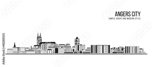 Cityscape Building Abstract Simple shape and modern style art Vector design - Angers city