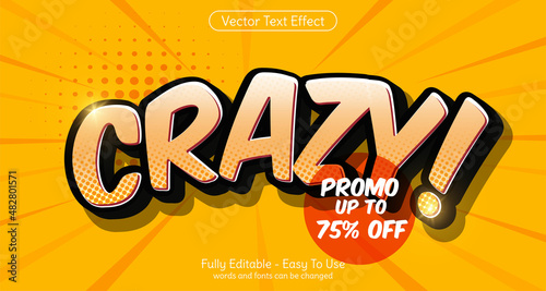 Creative 3d text Crazy promo editable style effect template