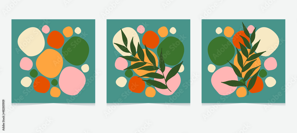 Modern abstract line leaves in lines and arts background with different shapes for wall decoration, postcard or brochure cover design. Vector illustrations design