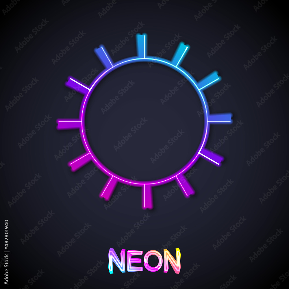 Glowing neon line Sun icon isolated on black background. Vector Glowing neon line Sun icon isolated on black background. Vector