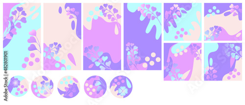 Social media stories, posts, highlights templates. Love stories, post, highlights. Valentine's Day. Abstract trendy color heart vector backgrounds with copy space for text