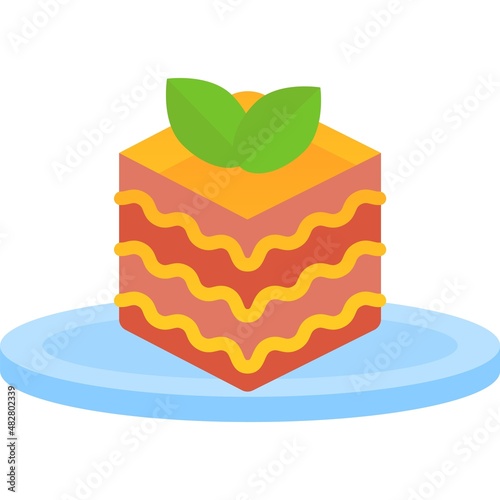 Cake piece on plate icon dessert pie slice vector