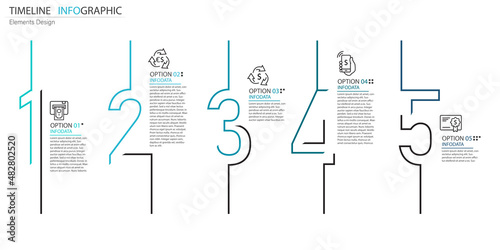 Vector abstract element infographics timeline 5 step. Design for business, finance layout, workflow, timeline, information, presentation and other. Abstract infographics 3D vector bundle.