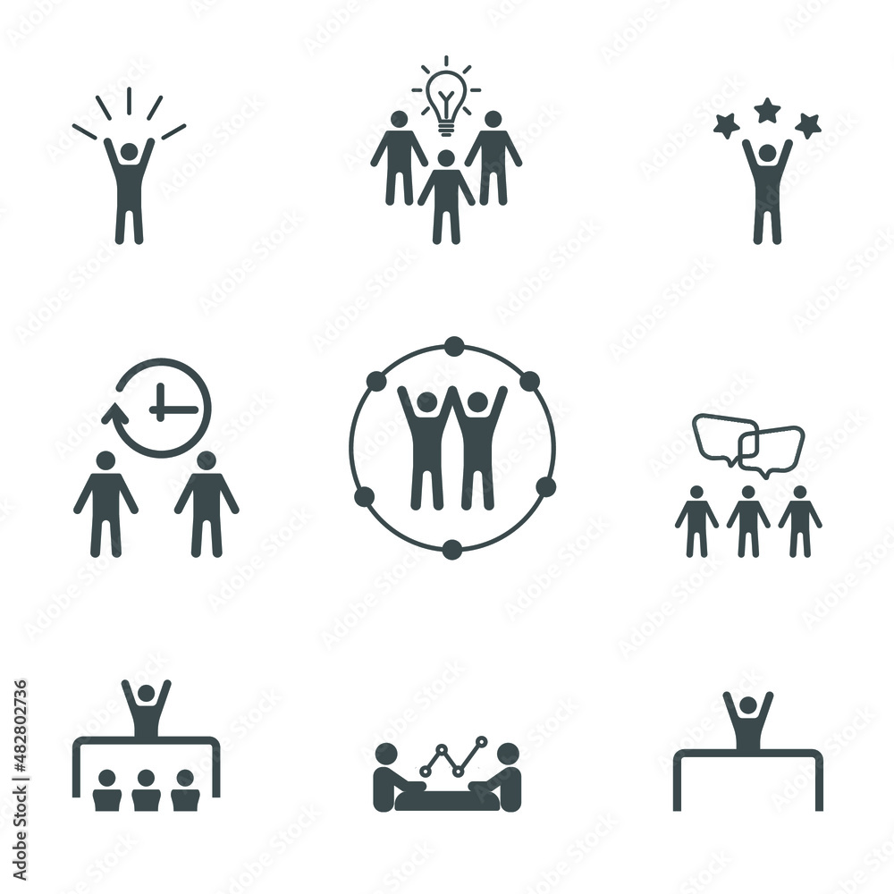 Minimal Teamwork in Business Management Icons Set - Editable Stroke Minimal Teamwork in Business Management Icons Set - Editable Stroke