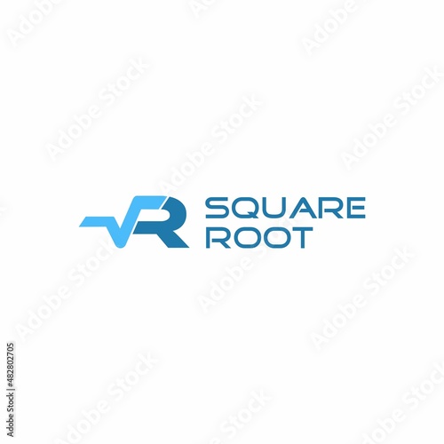 R Square Root Logo Design Vector