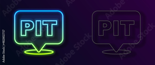 Glowing neon line Pit stop icon isolated on black background. Vector