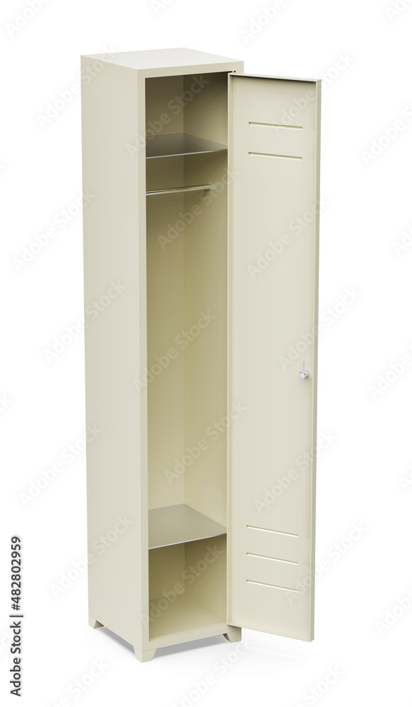 Empty metal locker cabinet on white background Empty metal locker cabinet on white background