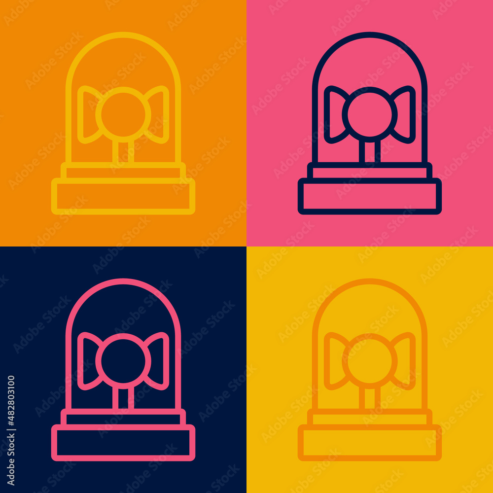 Pop art line Ringing alarm bell icon isolated on color background. Fire alarm system. Service bell, handbell sign, notification symbol. Vector Pop art line Ringing alarm bell icon isolated on color background. Fire alarm system. Service bell, handbell sign, notification symbol. Vector