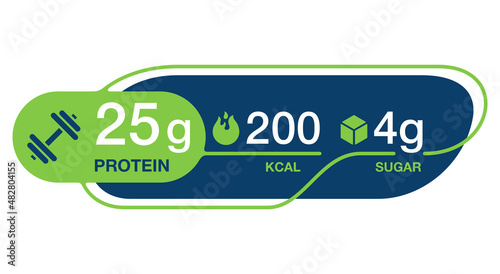 Sticker for protein bar or energy drink with value
