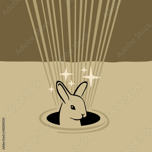 Down the rabbit hole - Abstract drawn illustration
