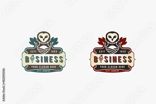 owl vineyard and winery logo for family crest