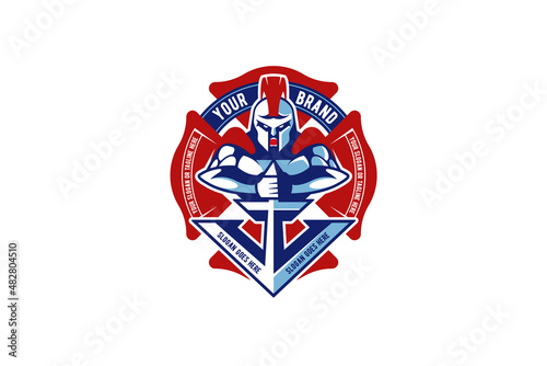 spartan logo by combining navy and firefighter
