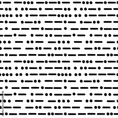 Fotografia Hand drawn seamless pattern with Morse code elements, black and white texture