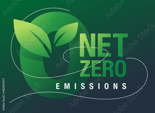 Net zero banner, no carbon emissions photo