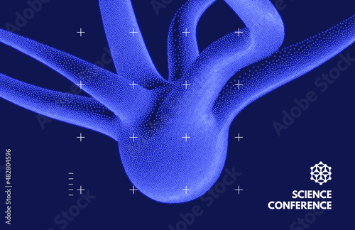 Science conference. Tantacles with dynamic effect. Futuristic technology style. 3D vector illustration for online courses, master class, seminar, presentation, webinar or lecture.