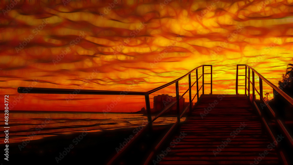 Fototapeta premium dramatic sky over the Mediterranean Sea at sunset