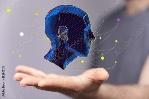 Human head and brain with A...