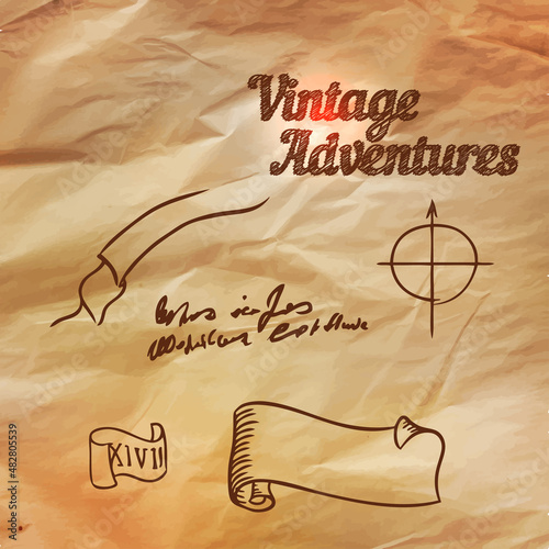 Vintage Adventures: vector set. Design elements