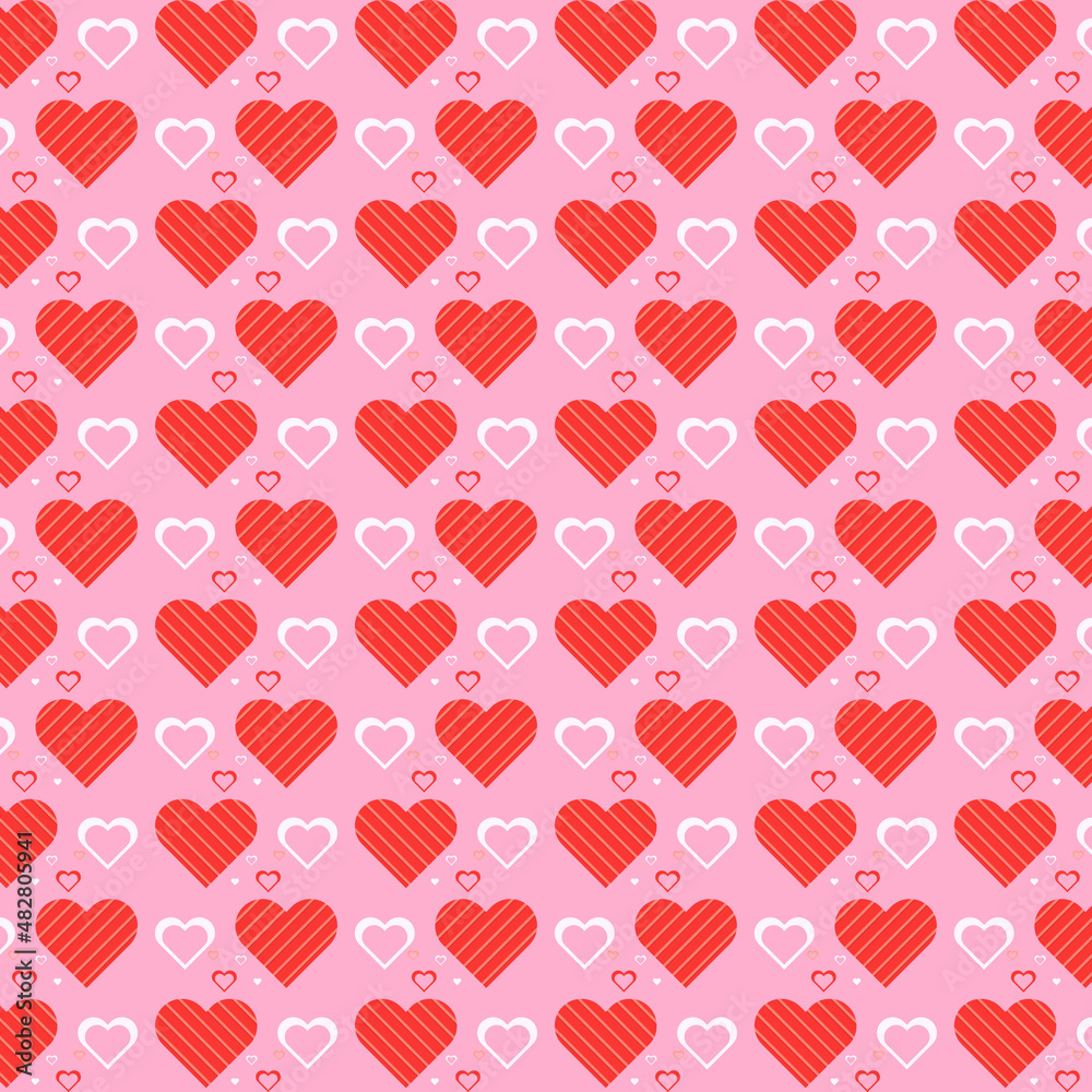 Plaid pattern seamless ornate. Set valentines day vector background. Fabric texture collection.Vector Valentine's Day Hearts Horizontal Seamless Pattern