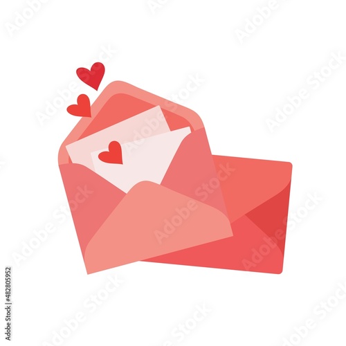A love letter on Valentine's Day. Paper mail postcards. Vector isolated colorful element. 