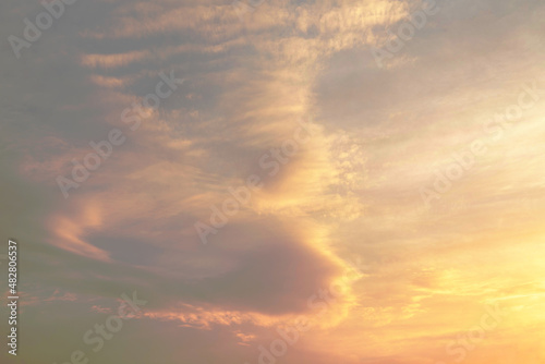 Cloudy colorful sky at sunset.