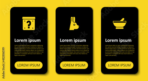 Set Witch cauldron, Rabbit with ears and Mystery box. Business infographic template. Vector