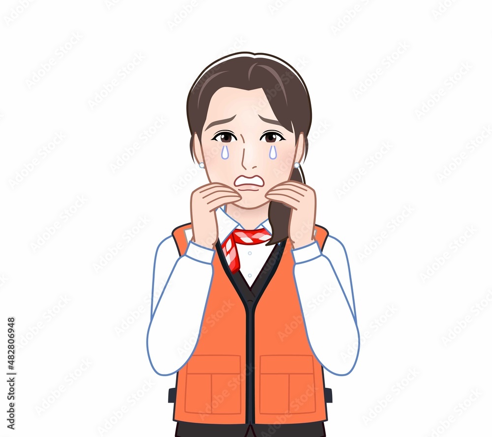 救命胴衣を着た女性