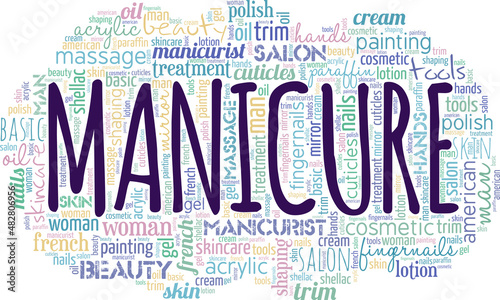 Manicure conceptual vector illustration word cloud isolated on white background.