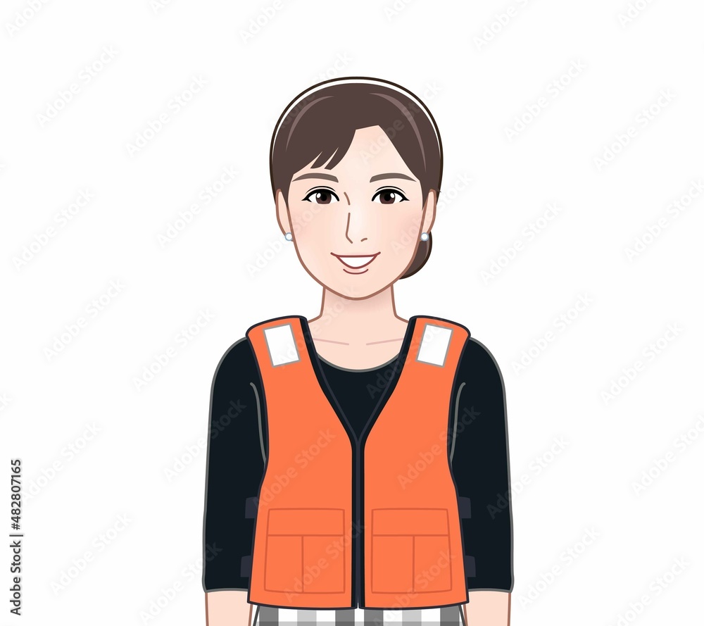救命胴衣を着た女性 救命胴衣を着た女性
