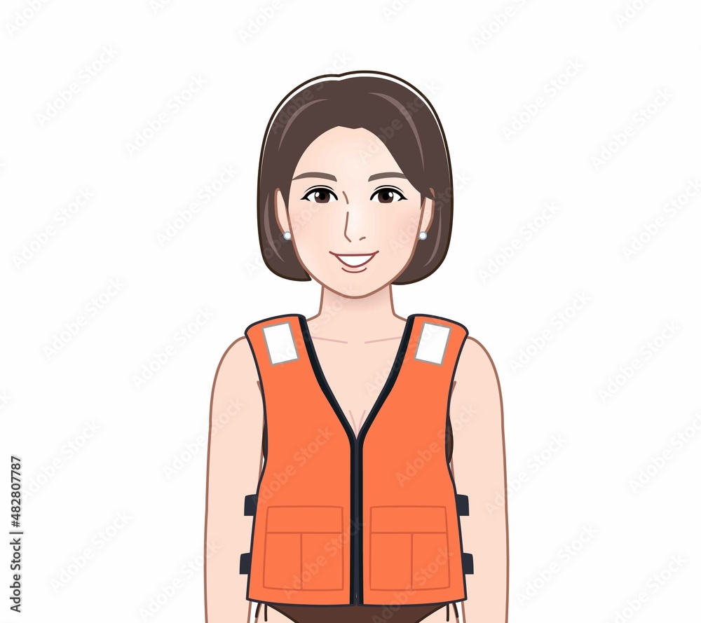 救命胴衣を着た女性 救命胴衣を着た女性