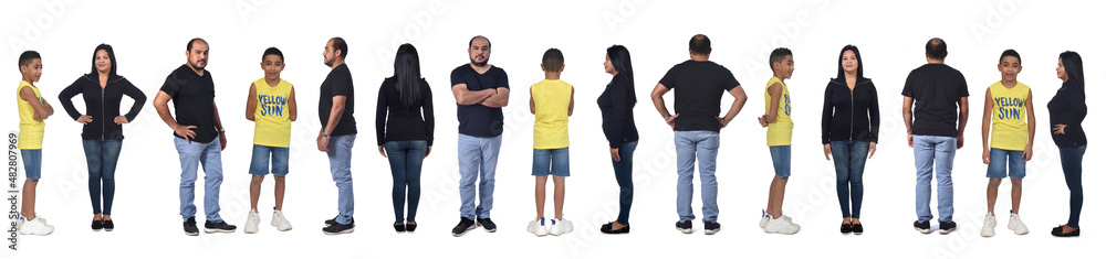 various poses of the same family on white background various poses of the same family on white background