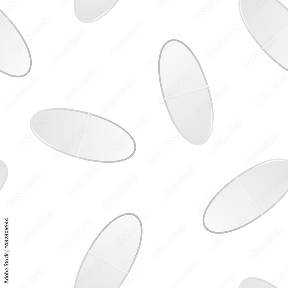 Seamless pattern of white oval pills. Vector illustration template Seamless pattern of white oval pills. Vector illustration template