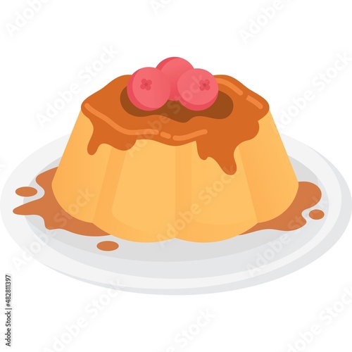 Jelly pudding icon gelatin dessert dish vector