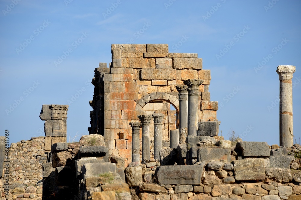 MOROCCO-Volubilis is a Roman archaeological site,Morocco's best known archaeological site and is included in the UNESCO World Heritage List.